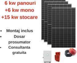 Deye Sistem complet fotovoltaic 6kw panouri+ 6kw monofazat +14.33 kw stocare (M-SIS-AC-6KW-MONO-15)