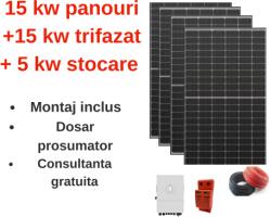 Deye Sistem complet fotovoltaic 15 kw panouri+ 15 kw trifazat + 5 kw stocare (M-SIS-AC-15-15KW-5)