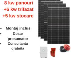 Deye Sistem complet fotovoltaic 8 kw panouri+ 6 kw trifazat + 5 kw stocare (M-SIS-AC-8-6KW-TRIF-5)