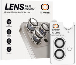 Tel Protect 3D kamera lencsevédő üvegfólia iPhone 16/16 Plus fekete (2 darabos lencse)