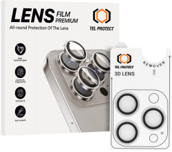 Tel Protect Edzett üveg Tel Protect 3D lencsevédő iPhone 15 Pro/15 Pro Max készülékhez áttetsző (3 darabos lencse) üvegfólia