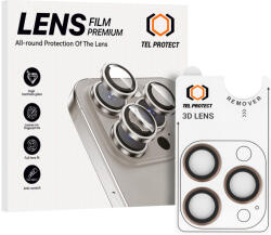 Tel Protect Temperált üveg Tel Protect 3D lencse védőfólia kamera iPhone 15 Pro/15 Pro Max titán (3 darab lencse) üvegfólia