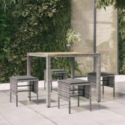 vidaXL 4 db szürke polyrattan kerti lábzsámoly párnákkal (VD362341)