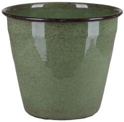 A. H. G. fém kaspó lefolyódugóval 17 cm átmérő x 14 cm zöld