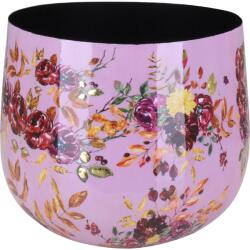 Kaspó Flora virágmintás 13 cm átmérő x 9 cm pink-arany