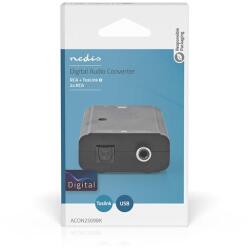 NEDIS digitális audió konverter ACON2509BK, digitális bemenet koax/toslink, analóg kimenet RCA (ACON2509BK) - pcx