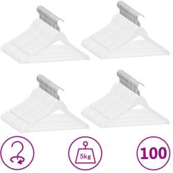 vidaXL 100 db fehér csúszásmentes keményfa ruhaakasztó (289916)