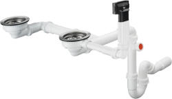 HANSGROHE D17, kézi lefolyó és túlfolyó készlet gránit dupla mosogatóhoz, króm, HAN-43928000 (HAN-43928000)