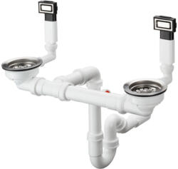 HANSGROHE D15, kézi leeresztő és túlfolyó készlet dupla mosogatóhoz, rozsdamentes acél, HAN-43922800 (HAN-43922800)