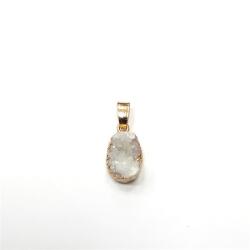  Gyöngy alkatrész- medál ásvány fehér 15mm arany szegéllyel 1db