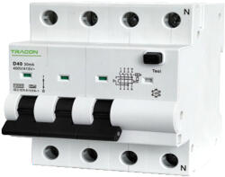 TRACON EVOBKM4C2503 Kombinált védőkapcsoló, 4P, 5modul, C karakterisztika (EVOBKM4C2503)