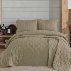 Nazenin Home® Set cuvertura matlasata + 2 fete perna bumbac 100%, 220x240cm, Maro (kahve)
