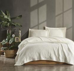 Saheser® Set cuvertura + 2 fete perna jacquard, 240x260cm, Lucette Crem