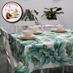 Pucioasa Fata de masa teflonata din bumbac, 160x320cm, model floral verde
