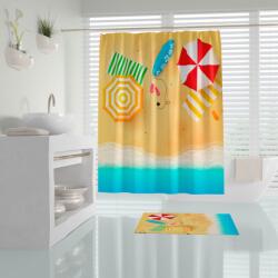 Tropik Home Set 3D perdea dus si covoras baie, Plaja