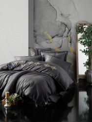 Cottonbox Lenjerii brodate de lux din satin, 6 piese, Cotton Box, King Anthracite Lenjerie de pat