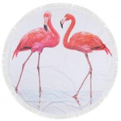  Prosop plaja rotund bumbac 100% cu franjuri, Fouta Flamingo 2 Prosop