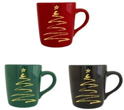  Fényes Bögre, Arany Fenyő Mintával (bgrkar001)