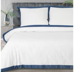 Eurofirany Reina25 pamut-szatén ágyneműhuzat kontrasztos szegéllyel Fehér/gránátkék 160x200 cm - 70x80 cm 2db