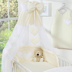 BabyLion baldachin függöny - Krém szívecskékkel