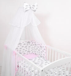 BabyLion 5 részes ágyneműhuzat szett -Rózsaszín - Szürke felhők - manopalota