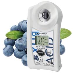 ATAGO PAL-BX|ACID7 Master Kit áfonya digitális refraktométer Brix érték (0-90％), savtartalom (0, 1-4％) és arányuk mérésére, 100 mérés rögzítése, NFC adatátvitel (7107)