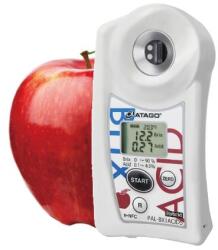 ATAGO PAL-BX|ACID5 Master Kit alma digitális refraktométer Brix érték (0-90％), savtartalom (0, 1-4％) és arányuk mérésére, 100 mérés rögzítése, NFC adatátvitel (7105)