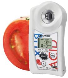 ATAGO PAL-BX|ACID3 Master Kit paradicsom digitális refraktométer Brix érték (0-90％), savtartalom (0, 1-4％) és arányuk mérésére, 100 mérés rögzítése, NFC adatátvitel (7103)