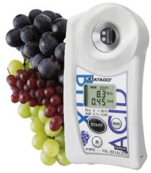 ATAGO PAL-BX|ACID2 Master Kit szőlő és bor digitális refraktométer Brix érték (0-90％), savtartalom (0, 1-4％) és arányuk mérésére, 100 mérés rögzítése, NFC adatátvitel (7102)