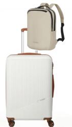 Travelite Set Troler de cala mediu (M) Travelite Bali, Gri + Rucsac Travelite Basics, Alb Valiza