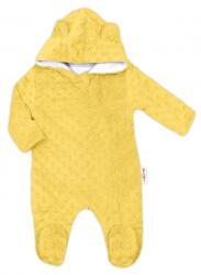 Baby Nellys Baba Nellys Minky Jumpsuit kapucnival és fülekkel - sárga Velikost koj. oblečení: 74 (6-9m)