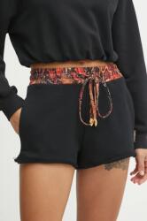 Just Cavalli pamut rövidnadrág női, fekete, mintás, magas derekú, 78PADE01 CF100 - fekete M