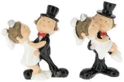  Esküvői pár álló műanyag 5, 8 x 5, 3 x 1, 6 cm fekete, fehér S 2 db figura (DP081)
