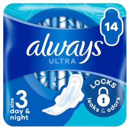 Always Ultra Egészségügyi Betét, Day & Night (3-as méret) Szárnyas betét 14 db - bevasarlas