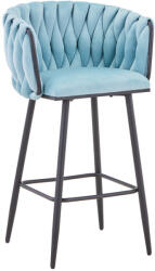 pakoworld Scaun de bar Vivian siel catifea metal, negru, 57x50x100 cm (327-000026)