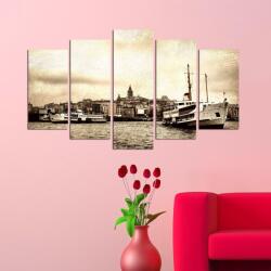Charm Tablou MDF ( 5 buc ) istanbul Galata, Multicolor, 60x110 cm (223CHR1962)