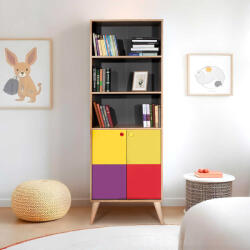 Adore Biblioteca Adore Rainbow, 2 usi cu 5 rafturi, Multicolor - Sonoma, 67x185x30 Cm (KTP-920-SX-1)