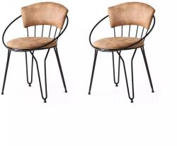 Nmobb Set 2 Scaune Bucatarie Istanbul 965, Negru - Bej, 60x77x50 cm (974NMB1198)