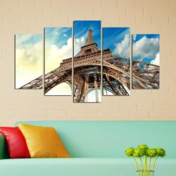 Charm Tablou MDF ( 5 buc ) Paris Eiffel Turnul, Multicolor, 60x110 cm (223CHR1911)