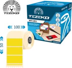 Tezeko 100 mm x 50 mm Papír Tekercses etikett címke Sárga ( 1000 címke/tekercs ) (P1000005000-020)
