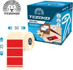 Tezeko 50 mm x 25 mm Műanyag Tekercses etikett címke Piros ( 1200 címke/tekercs ) (M0500002500-003)
