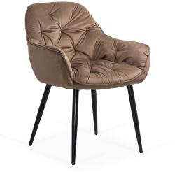  Scaun de dining catifea maro confortabil si elegant cu picioare metalice BUC 257