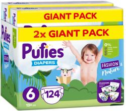 pufies Scutece Pufies Fashion & Nature - Mărimea 6, 124 buc, 13+ kg, Giant Pack x 2 (3800024036439)