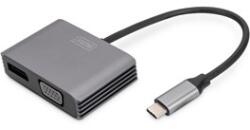 ASSMANN USB Type-C 4K 2-in-1 DisplayPort + VGA Graphics Adapter Silver (DA-70827)