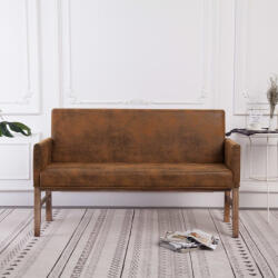 vidaXL barna művelúr pad karfával 140 cm (281338)