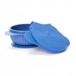 InnoGIO Bol din silicon cu capac GIOfresh Owl Blue (G816317) Set pentru masa bebelusi