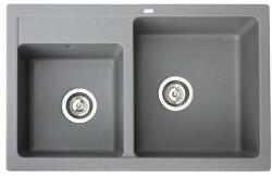 Metalac Quadro Plus 2D Metalac Xgranit Gránit Mosogatótálca - Extra mély, Kétmedencés, Grafit (372989) - watermarkt