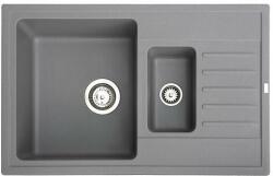 Metalac Quadro Plus 1.5D Metalac Xgranit Gránit Mosogatótálca - Extra mély, Csepegtetőtálcás, Design, Grafit (372988) - watermarkt