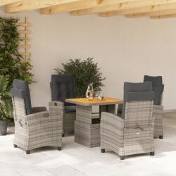 vidaXL 5 részes szürke polyrattan kerti étkezőgarnitúra párnával (3277400)