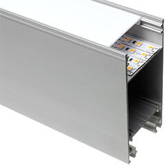 Lumines DULIO Ezüst - Függeszthető aluminium LED profil LED szalagos lámpa készítéséhez (Opál búrával) (LUMINES DULIO2-S + LUMINESW-K2020-ML + LUMINESD-K2020-PMML (2,02 m))